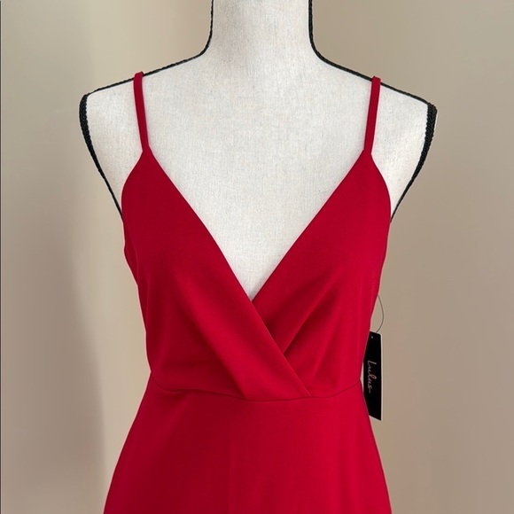 New NWT Lulus Red Spaghetti Strap Dress Lace Back Sz M - Picture 2 of 6